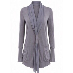 Rivamonti Silk Shawl Collar Cardigan Women Sz M Dusty Lavender Made In Italy GUC